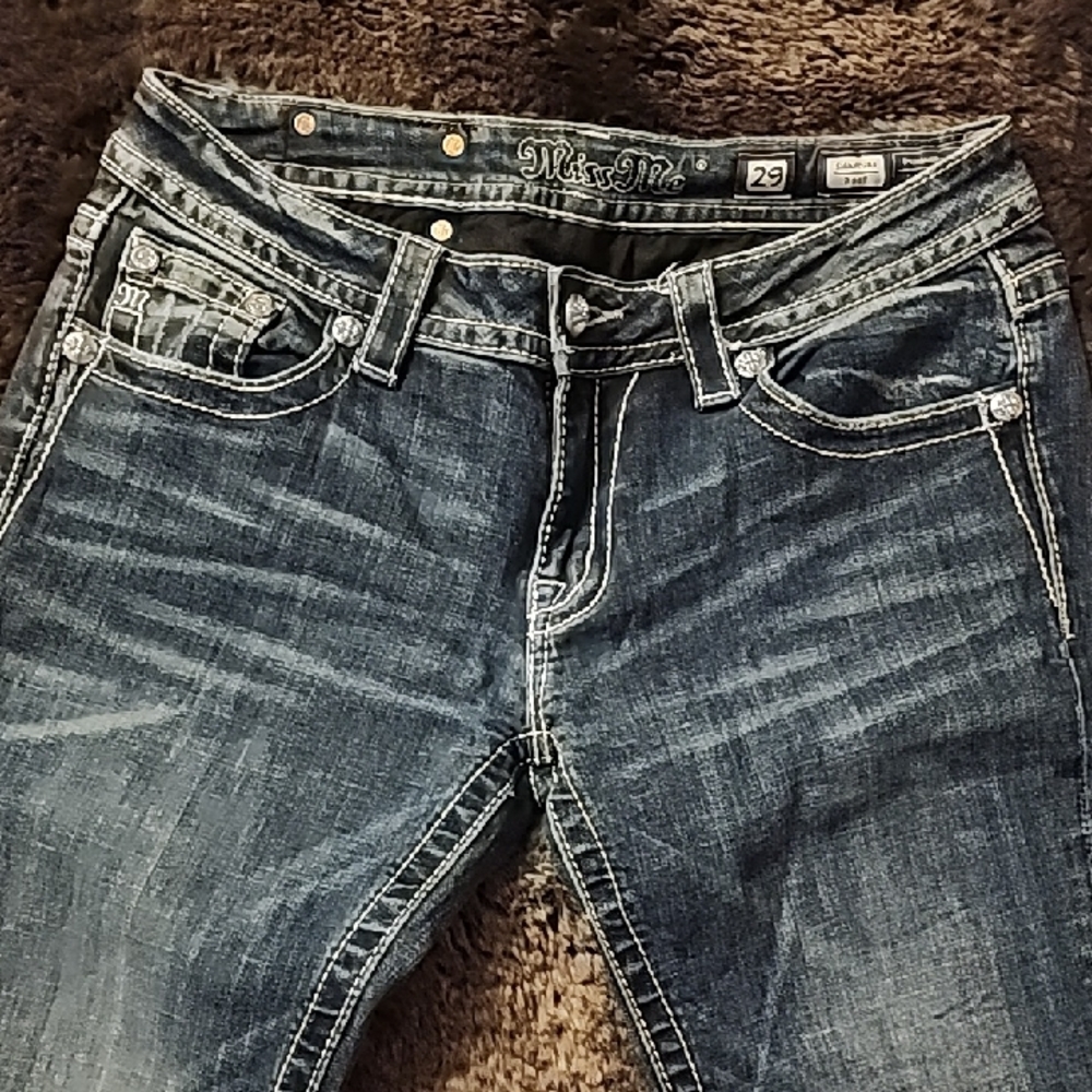 Miss Me Women's Dark Blue Straight Leg Jeans